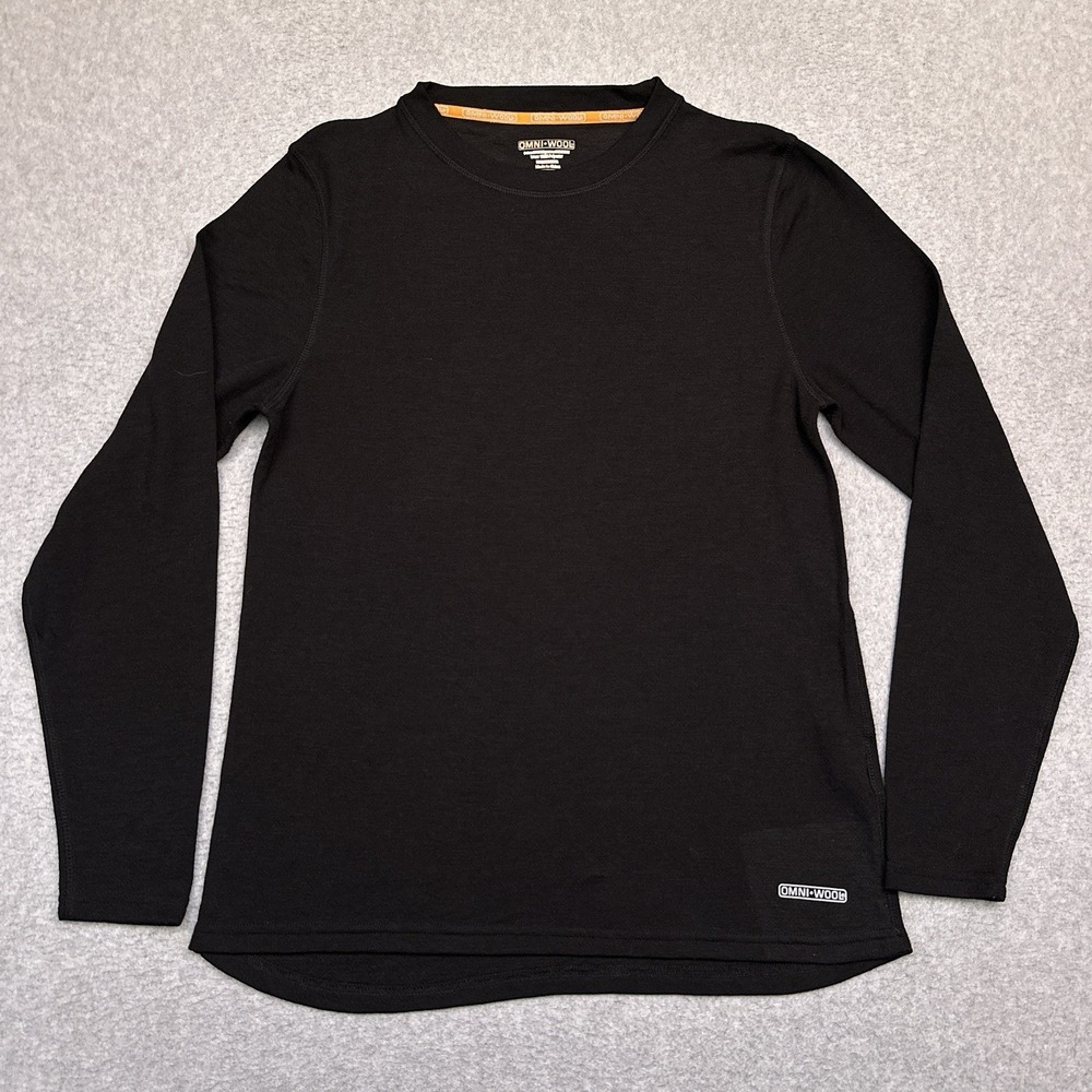 Omni-Wool‎ Base Layer Long Sleeve Shirt Mens Medium Black Thermal Crewneck